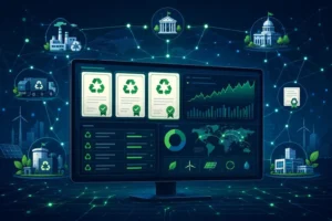 Sustainable electronic trading dashboard with recycling network and green market analytics