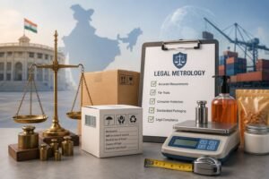 Legal metrology compliance with weighing scales, packaged goods, and measurement tools.