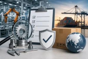 Industrial quality control and manufacturing compliance concept.