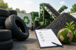 Tyre waste recycling and EPR compliance concept in India.